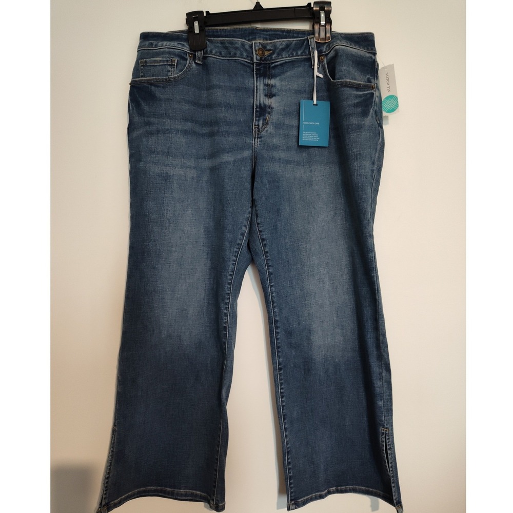 Market & Spruce Zuzu Mid Rise Bootcut Jean Side Slit Indigo 20W New